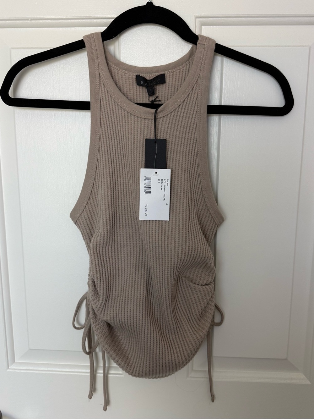 The Range Ribbed Drawstring Tank Top - Taupe